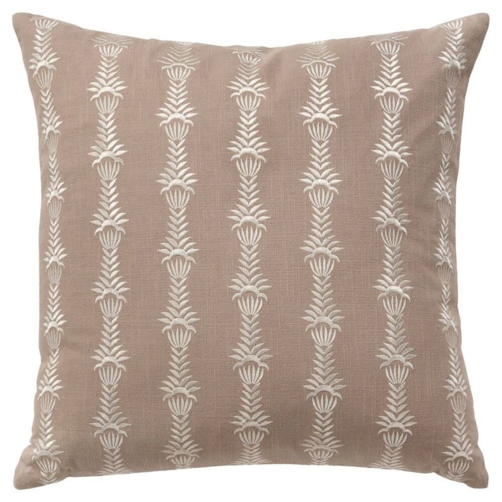 Open Box - Rizzy Home - 20"x20" Oversize Botanical Striped Square Throw Pi Taupe